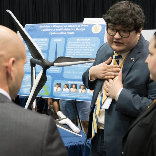 Student at the Senior Design Showcase